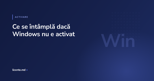 Ecran Windows cu filigranul de activare în colț și meniul Activare, ghid licente.md